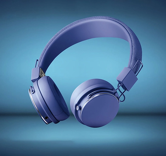 Professional editing of blue headset product image, enhancing visual quality for commercial use.