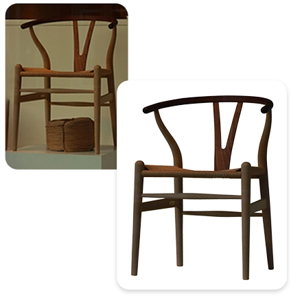 Classic wooden chair with smooth curves, enhanced with professional clipping path editing for flawless images.